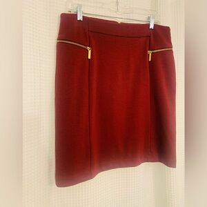 MICHAEL Michael Kors Burgundy Pencil Skirt with Gold Zippers